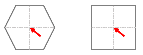 Mittelpunkte von Quadrat- und Hexagonabschnitten Mittelpunkte von Quadrat- und Hexagonabschnitten